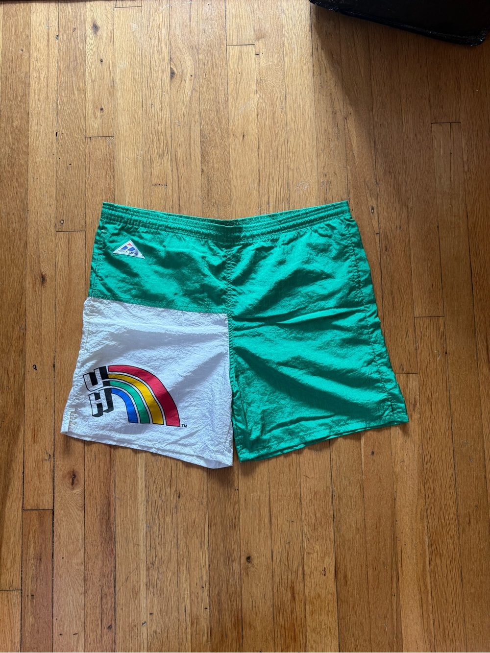 Vintage Apex One Varsity Bright Green Nylon Swim/Board Shorts